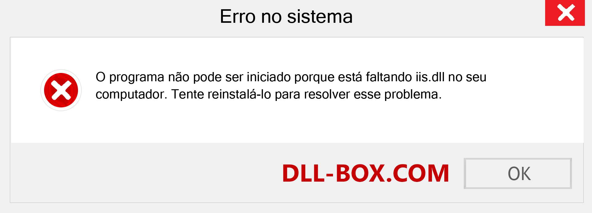 Arquivo iis.dll ausente ?. Download para Windows 7, 8, 10 - Correção de erro ausente iis dll no Windows, fotos, imagens